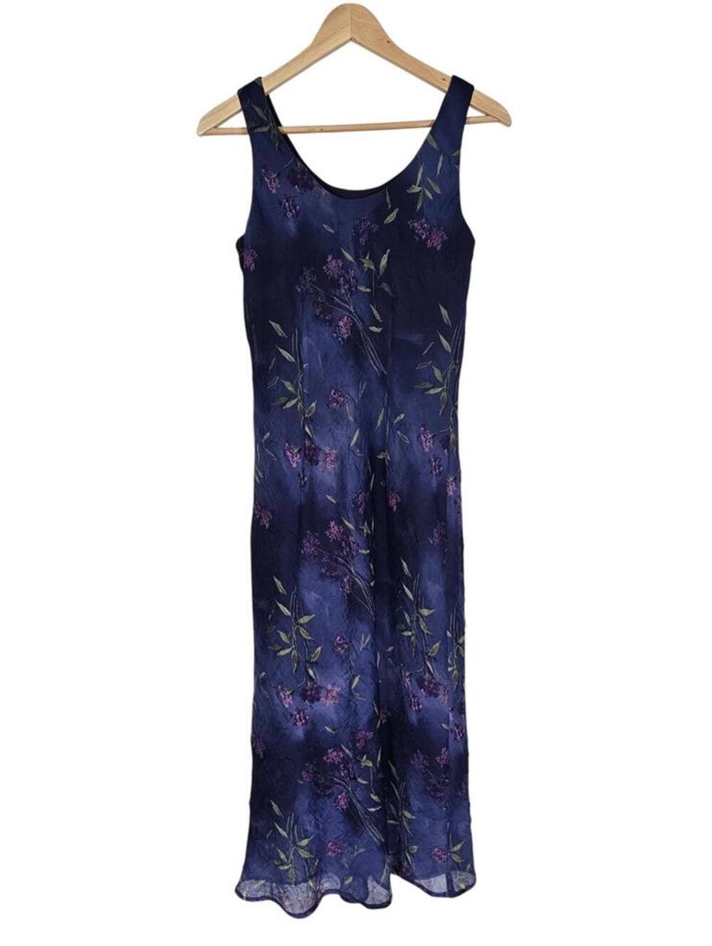 K Petite Purple Floral Sleeveless Midi Dress VTG 6P Vacation Ready - Picture 3 of 9